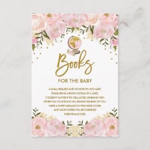 Pink Floral Travel Adventure Books for Baby Girl Enclosure Card