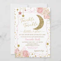 Pink Floral Twinkle Twinkle Handdrawn Baby Shower