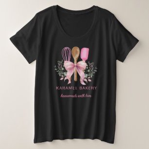 Pink Floral Utensils bakery cooking Plus Size T-Shirt