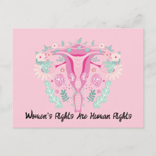 Pink Floral Uterus Womens Rights Are Human Rights Postcard
