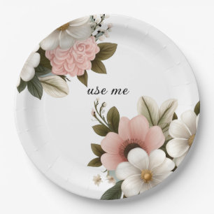 pink floral vector paper plate