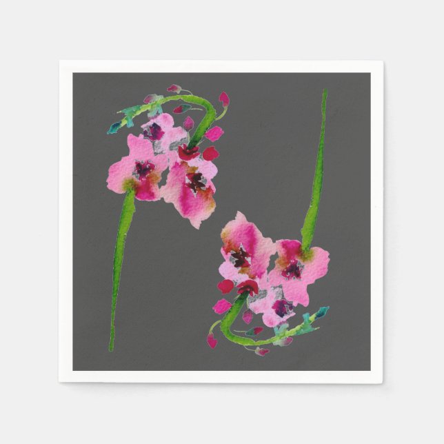Pink floral verbascum pretty flower homeware napkin (Front)