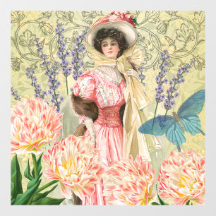 Pink Floral Victorian Woman Regency