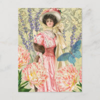 Pink Floral Victorian Woman Regency