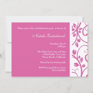 Pink Floral Vine Bachelorette Party Invitation