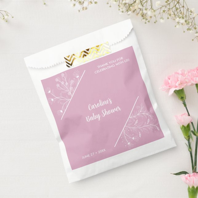 Pink Floral Vintage Baby Shower Favour Bags (Sealed)