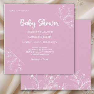 Pink Floral Vintage Baby Shower Invitation