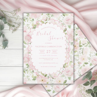 Pink Floral Vintage Bridal Shower  Invitation