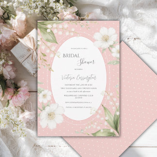 Pink Floral Vintage Bridal Shower Invitation