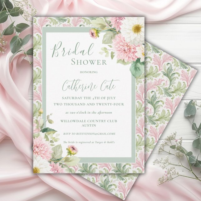 Pink Floral Vintage Bridal Shower Invitation (Creator Uploaded)