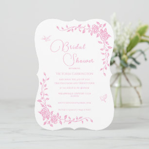 Pink Floral Vintage Bridal Shower Invitation