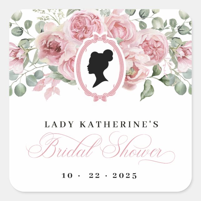 Pink Floral Vintage Bridal  Square Sticker (Front)