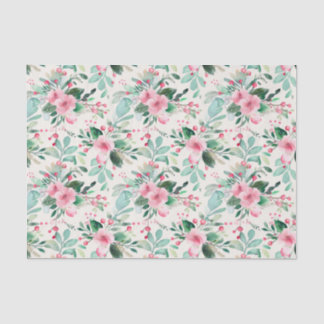 Pink Floral Vintage Christmas Tissue Paper