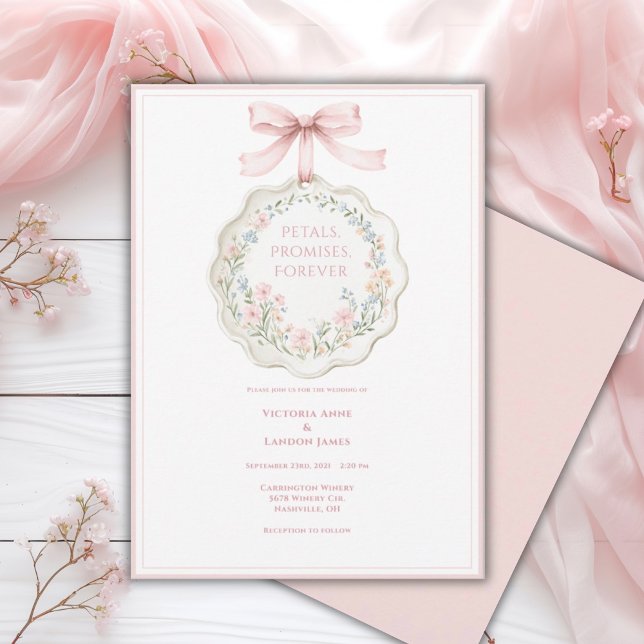 Pink Floral Vintage Elegant Wedding  Invitation (Creator Uploaded)
