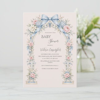 Pink Floral Vintage Gazebo Elegant Baby Shower Invitation