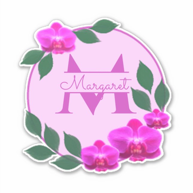 Pink floral vintage personalised name initial (Front)