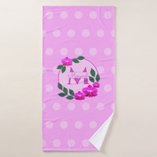 Pink floral vintage personalised name initial bath towel set