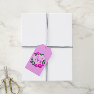 Pink floral vintage personalised name initial  gift tags