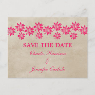Pink Floral Vintage Save the Date Postcard