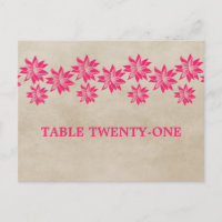 Pink Floral Vintage Table Number Postcard