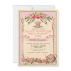 Pink Floral Vintage Tea Party Invite Shabby Chic