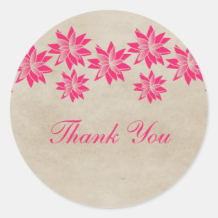 Pink Floral Vintage Thank You Stickers