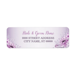 Pink Floral Violet Watercolor Return Address