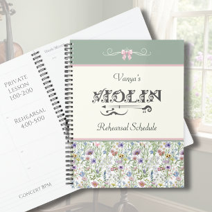 Pink Floral Violin Rehearsal Planner   Sage Green