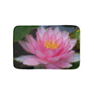 Pink Floral Water Lily Lotus Flower Bath Mat