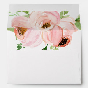 Pink floral watercolor and script text envelope
