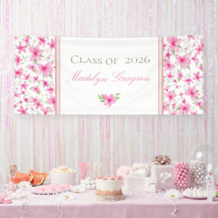 Pink Floral   Watercolor Azalea   Graduation Banner
