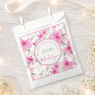 Pink Floral Watercolor Azalea Graduation Favour Bags