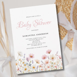 Pink Floral Watercolor Baby Shower Invitation