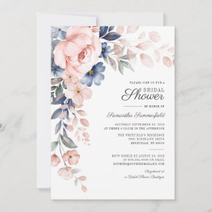 Pink Floral Watercolor Bloom Script Bridal Shower Invitation
