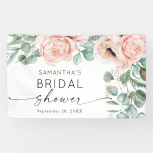 Pink Floral Watercolor Bridal Shower Banner