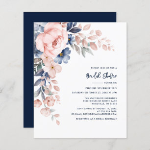 Pink Floral Watercolor Bridal Shower Invitation