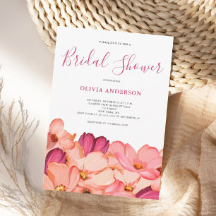 Pink Floral Watercolor Bridal Shower Invitation