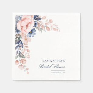 Pink Floral Watercolor Bridal Shower Paper Napkin
