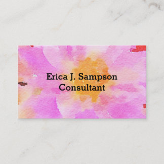 Pink Floral Watercolor Business Card