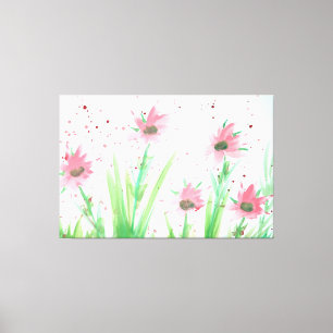 Pink Floral Watercolor Canvas Print