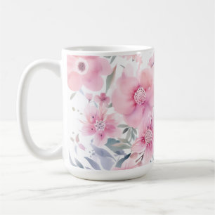 Pink Floral Watercolor Coffee Mug