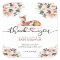 Pink Floral Watercolor Deer Baby Shower Thank You