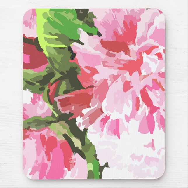 Pink Floral Watercolor Design Mouse Pad (Front)