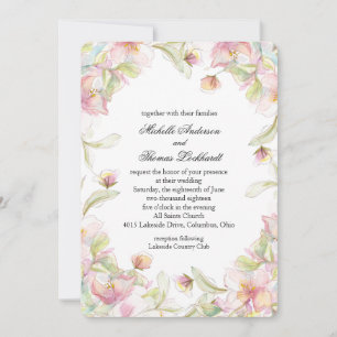 Pink Floral Watercolor Frame Invitation