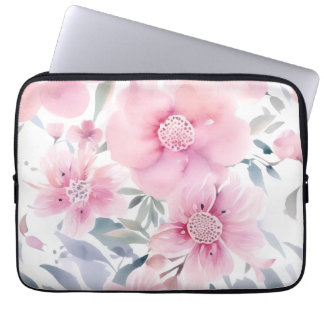 Pink Floral Watercolor  Laptop Sleeve