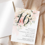 Pink Floral Watercolor Modern Sweet 16 Invitation<br><div class="desc">Create your unique 16th birthday party invitation with our floral watercolor pink flowers and eucalyptus greenery design template. Perfect to repurpose for any age or surprise parties by clicking the "Personalised" button.</div>