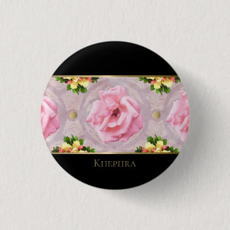 Pink Floral Watercolor Monogram Name 3 Cm Round Badge