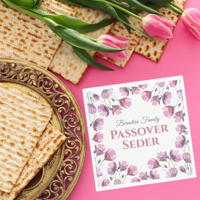Pink Floral Watercolor Passover Napkin (Creator Uploaded)