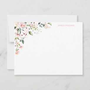 Pink Floral Watercolor Personalised Stationery Card