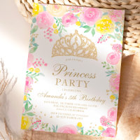 Pink floral watercolor photo tiara princess party